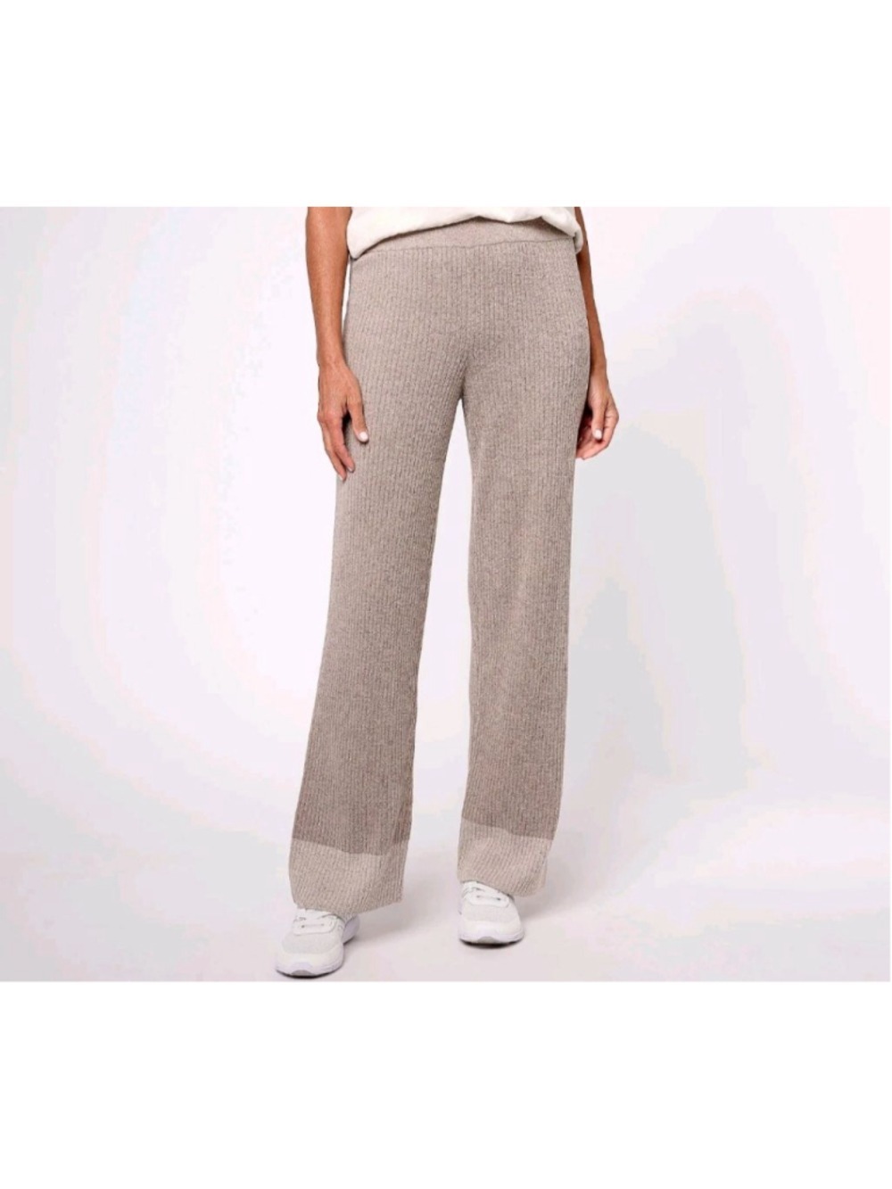 Women's Barefoot Dreams Beige CozyChic Ultra Lite Ribbed Wide Leg Pants XS